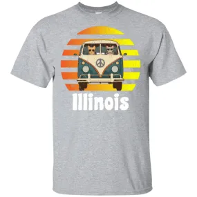 118,Illinois Road Trip Shirt Vintage Retro Hippie Van Gildan Ultra Cotton T-Shirt