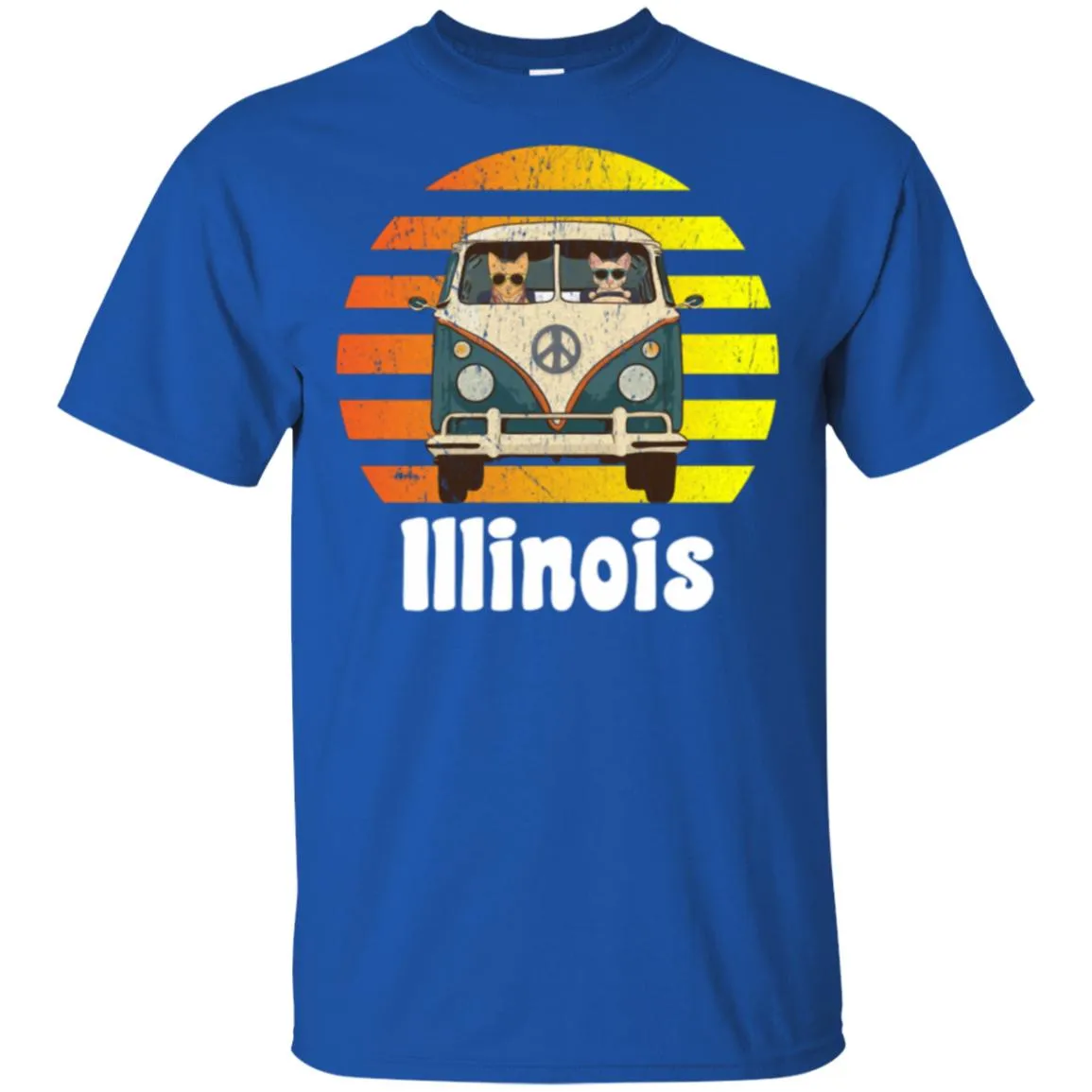 118,Illinois Road Trip Shirt Vintage Retro Hippie Van Gildan Ultra Cotton T-Shirt