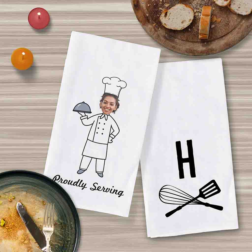 2 Piece Personalized Kitchen Towel Set for the Cook