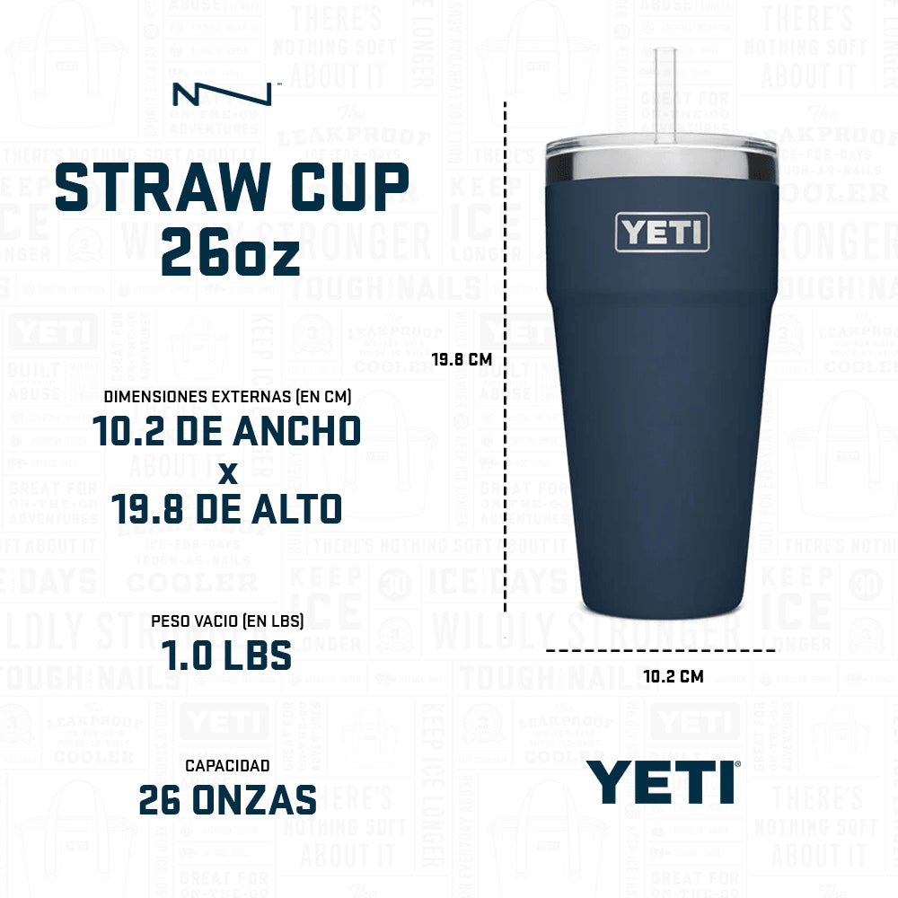 21071500642 TERMO RAMBLER 26oz STRAW CUP ACERO MARCA YETI