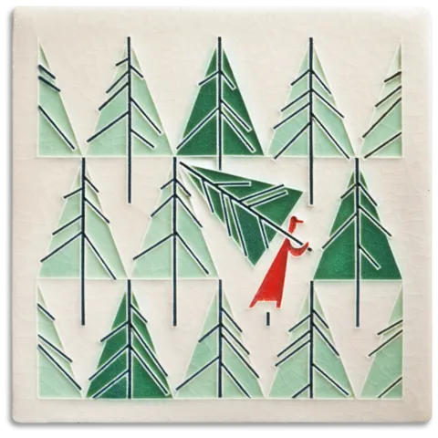 6x6 Perfect Tree Tile (Charley Harper) by Motawi Tileworks