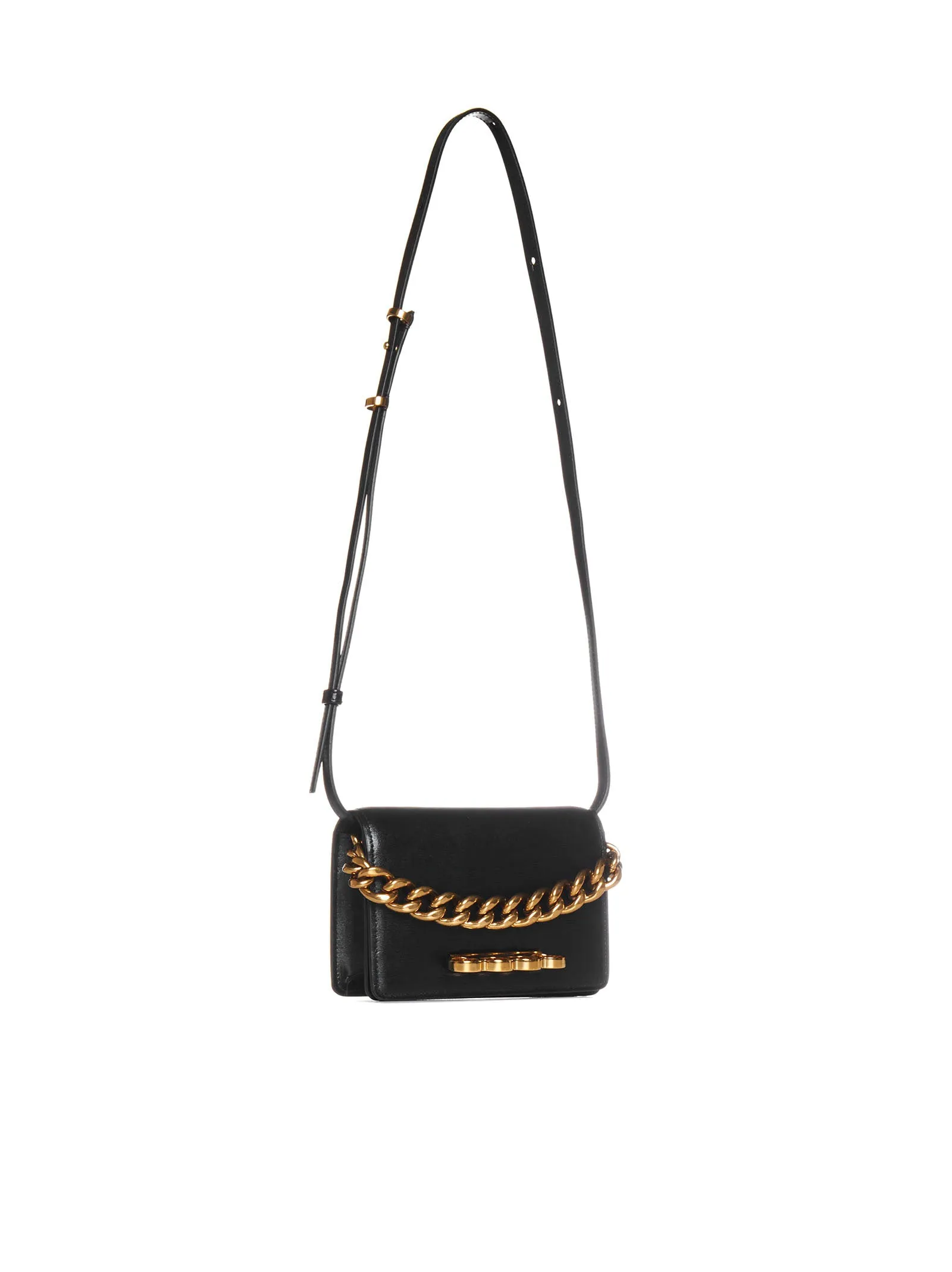 Alexander McQueen Four Ring Logo Detailed Shoulder Bag