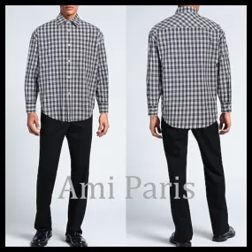 AMI PARIS  |Tartan Unisex Street Style Long Sleeves Cotton Logo