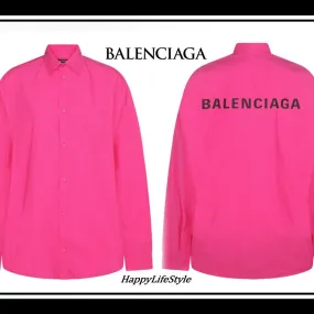 BALENCIAGA  |Casual Style Long Sleeves Plain Cotton Elegant Style Logo