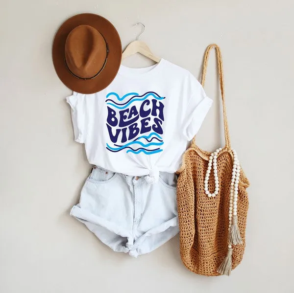 Beach Vibes Wave Retro Short Sleeve Graphic Tee