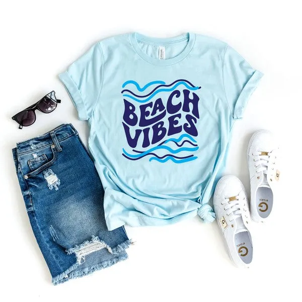 Beach Vibes Wave Retro Short Sleeve Graphic Tee