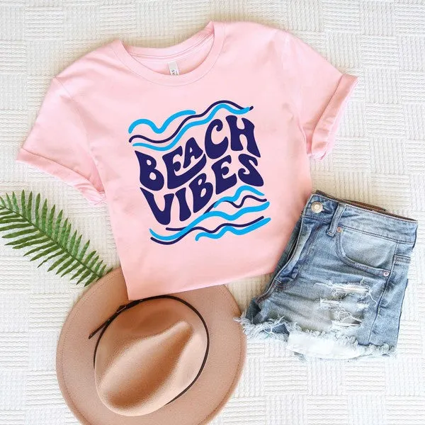 Beach Vibes Wave Retro Short Sleeve Graphic Tee