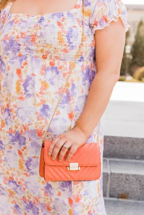 Beautiful Skies Chevron Quilted Clutch- Coral