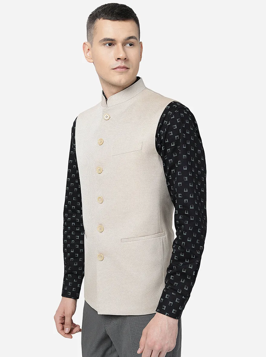 Beige Solid Regular Fit Modi Jacket | JadeBlue