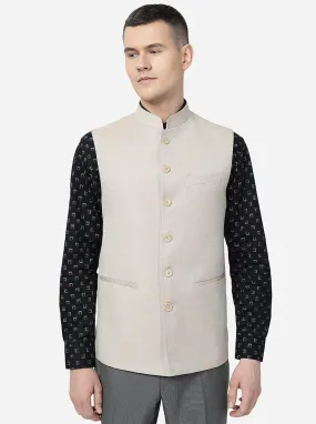 Beige Solid Regular Fit Modi Jacket | JadeBlue