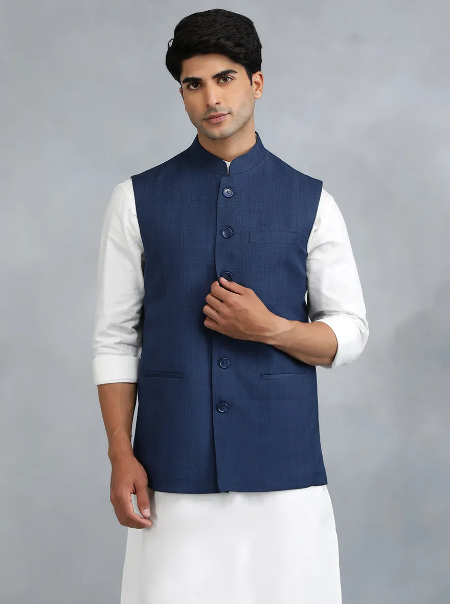 Blue Checked Regular Fit Modi Jacket | JadeBlue