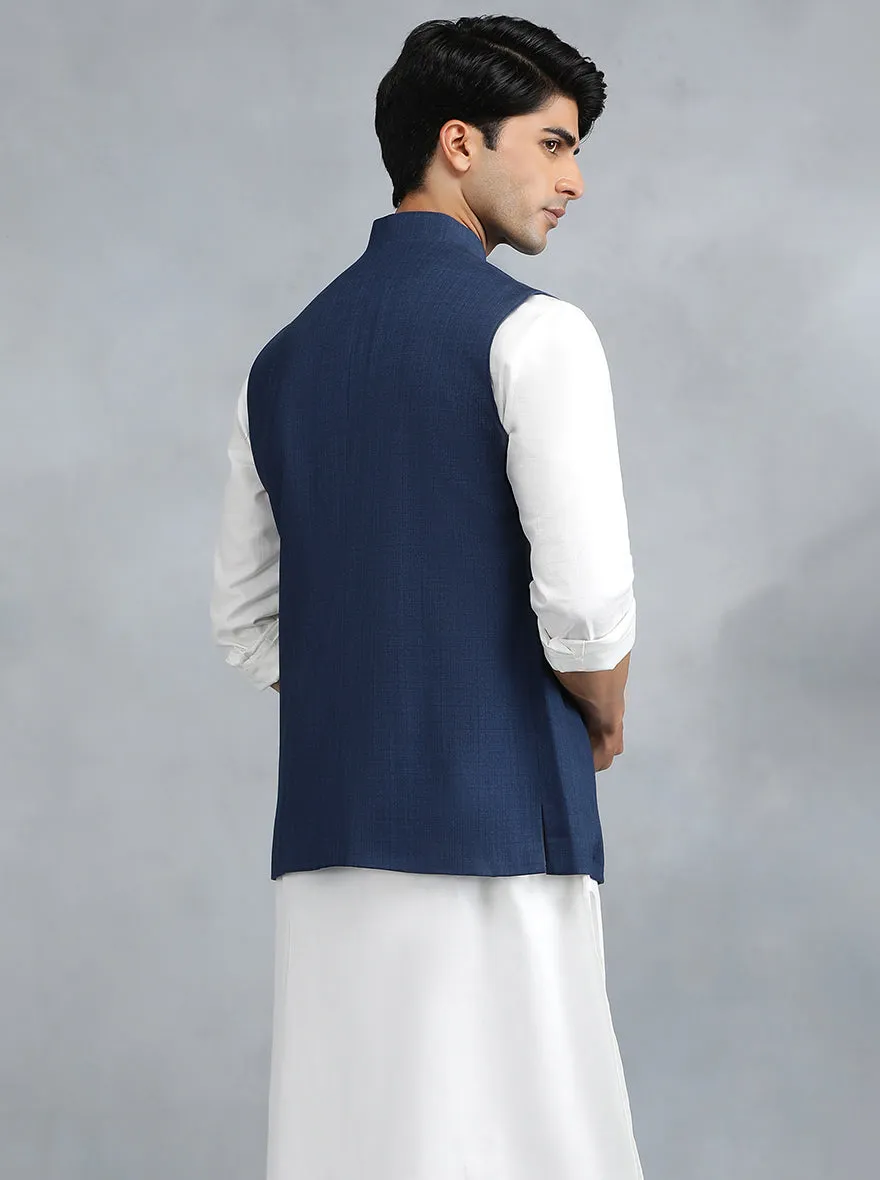 Blue Checked Regular Fit Modi Jacket | JadeBlue