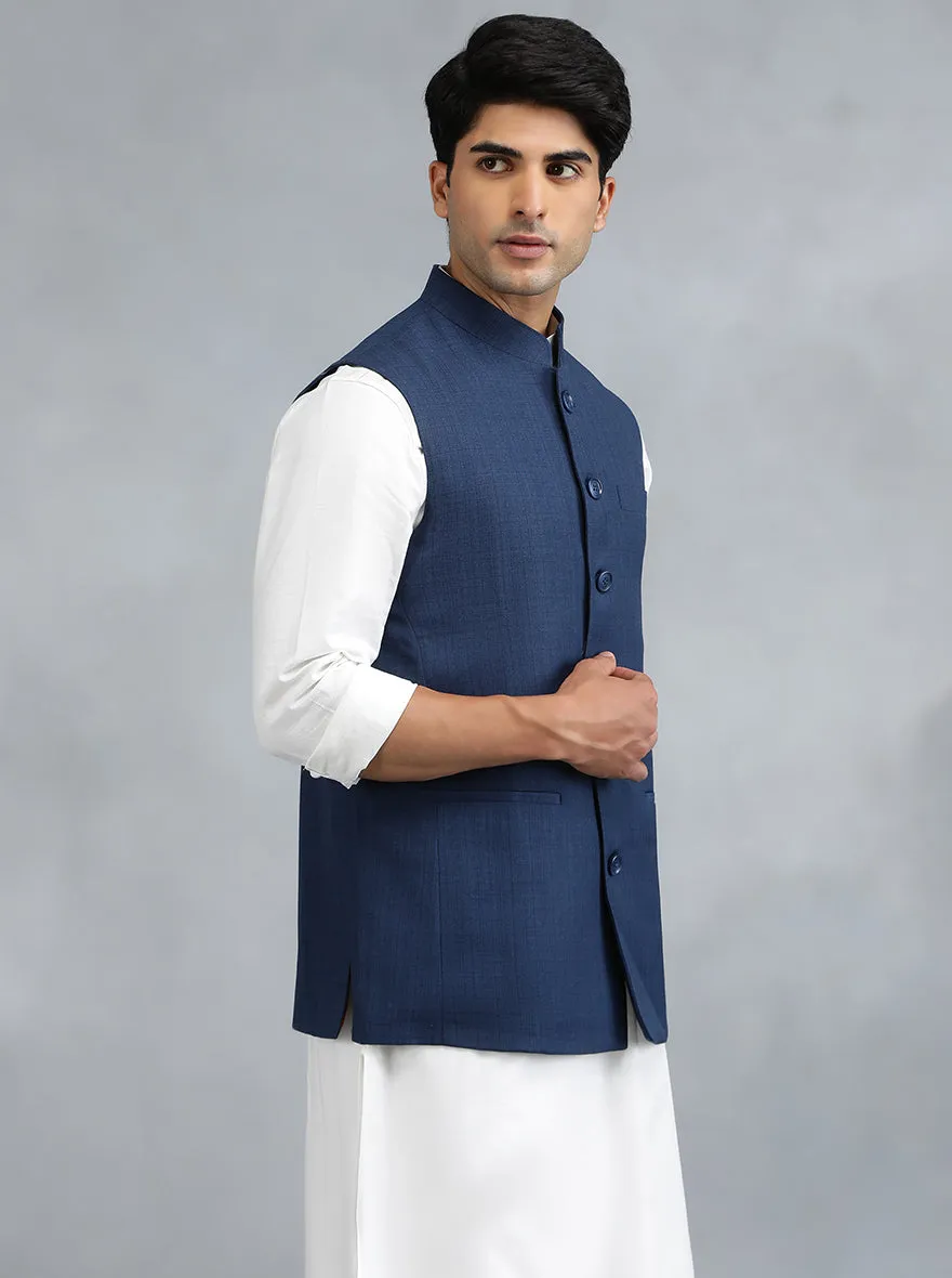 Blue Checked Regular Fit Modi Jacket | JadeBlue