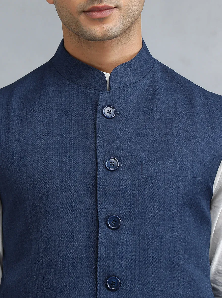 Blue Checked Regular Fit Modi Jacket | JadeBlue