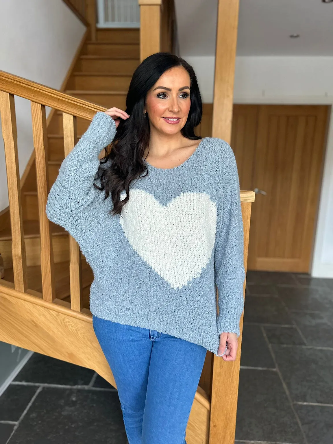 Blue Popcorn Heart Knit Julia