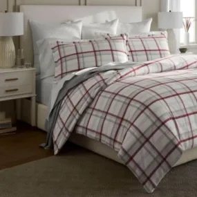 Boll & Branch Flannel Heathered Plaid Duvet Set, Full/Queen