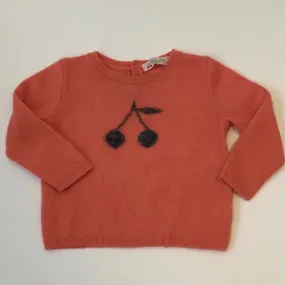 Bonpoint Apricot Cashmere Jumper With Cherry Motif: 12 Months