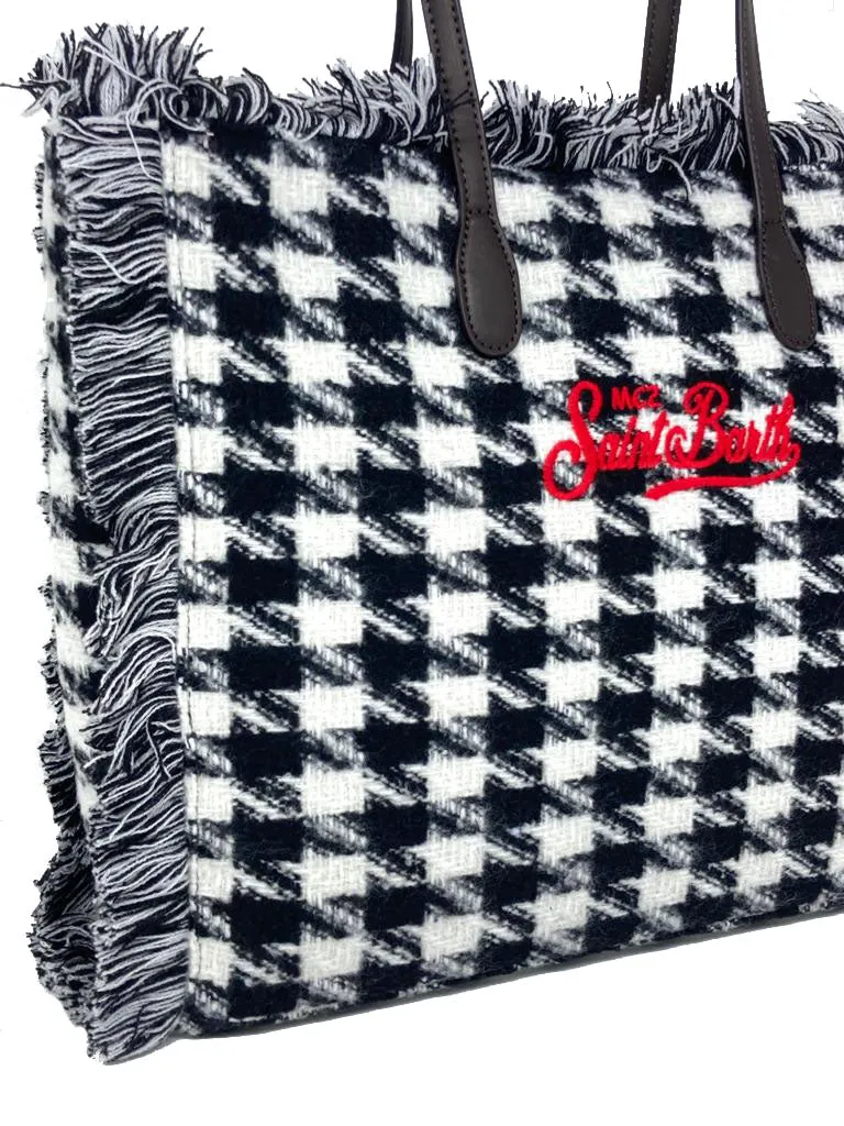 BORSA IN PIED DE POULE BLACK/WHITE SFRANGIATA