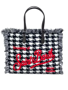 BORSA IN PIED DE POULE BLACK/WHITE SFRANGIATA