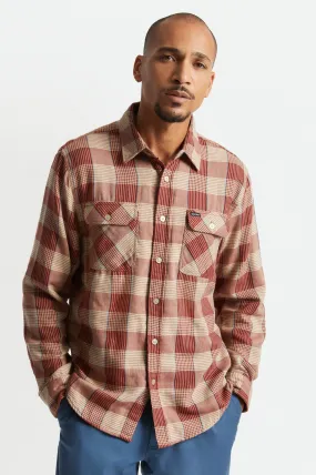 Bowery Soft Weave L/S Flannel - Vanilla/Dark Brick