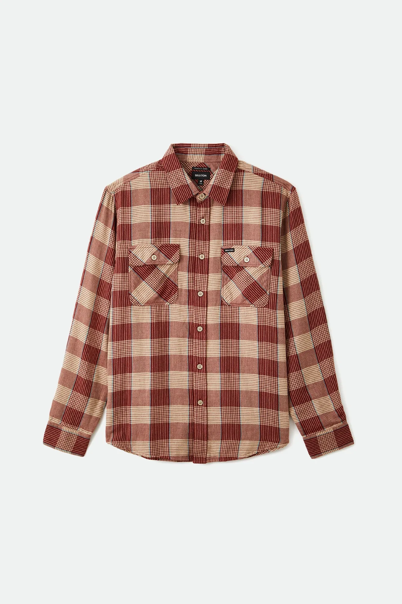 Bowery Soft Weave L/S Flannel - Vanilla/Dark Brick