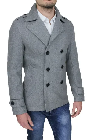 Cappotto uomo invernale grigio slim fit giacca trench giubbotto 100% made Italy