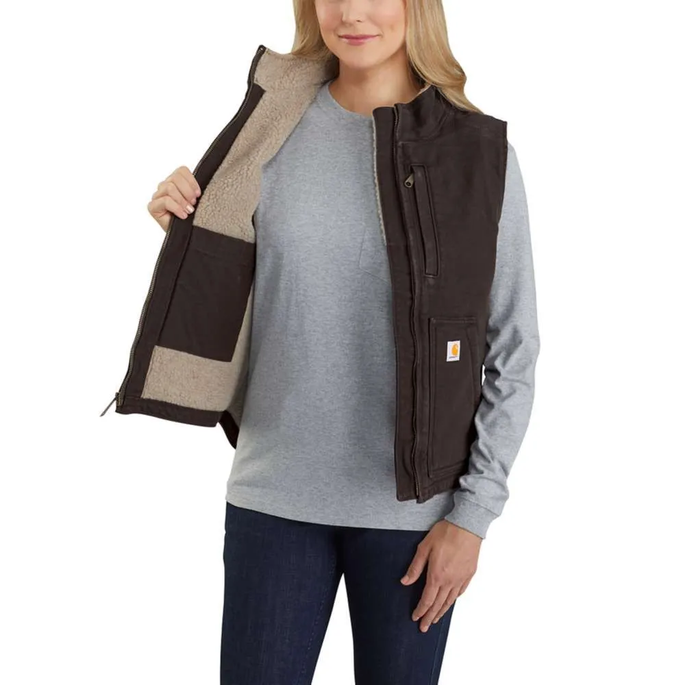 Carhartt 104224 Women’s Washed Duck Sherpa Lined Mock Neck Vest - 