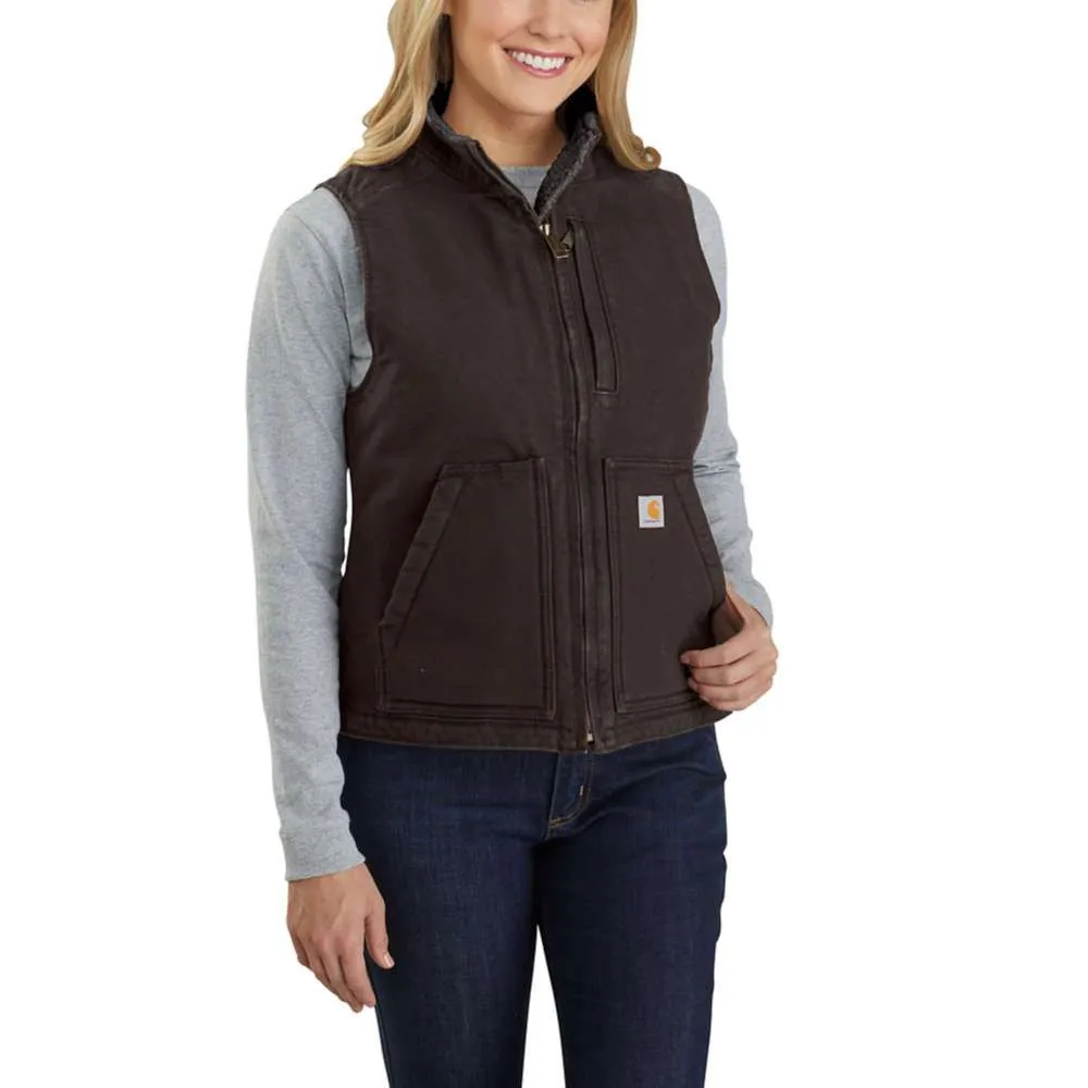 Carhartt 104224 Women’s Washed Duck Sherpa Lined Mock Neck Vest - 