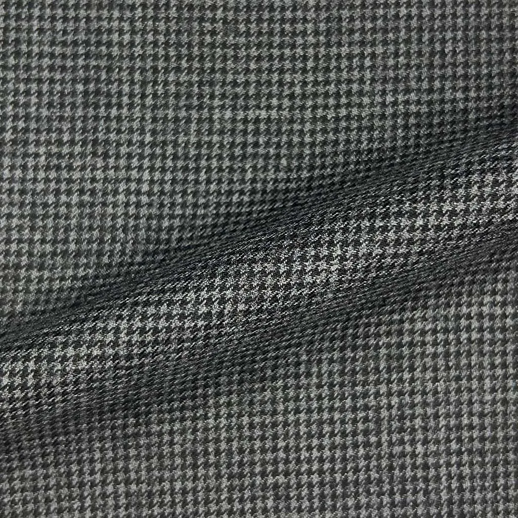 Charcoal Grey Houndstooth Flannel With Comfort Stretch