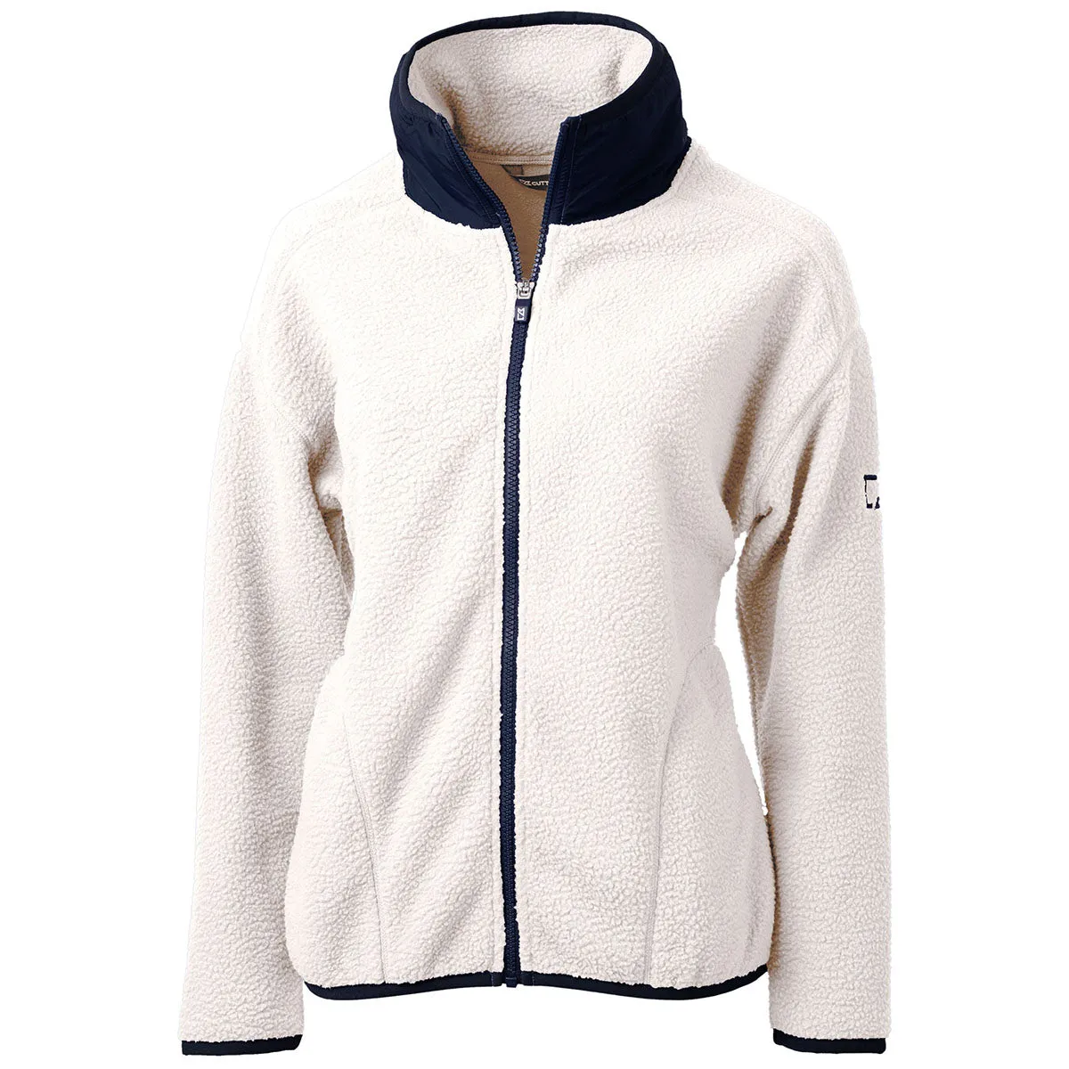 Cutter & Buck Women's Shell/Navy Blue Cascade Eco Sherpa Fleece Jacket