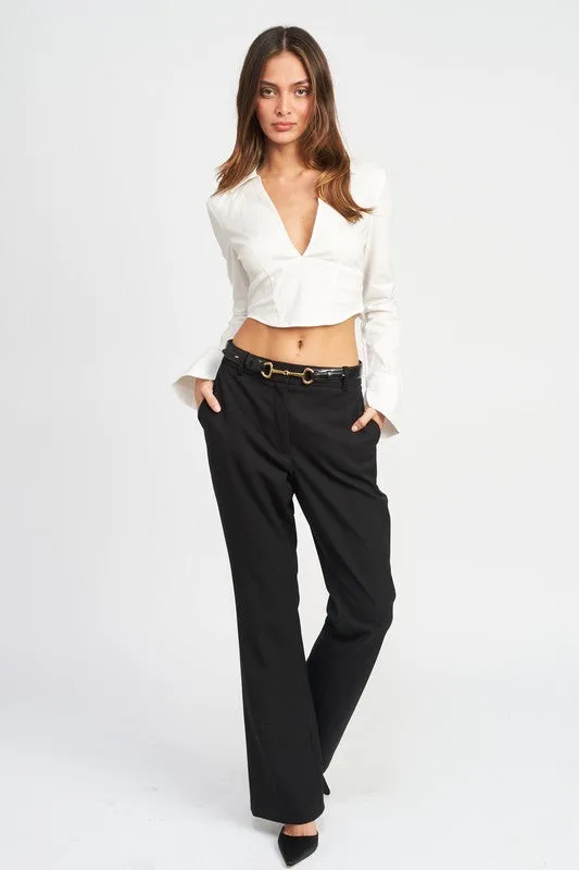 DEEP V NECK CROPPED TOP