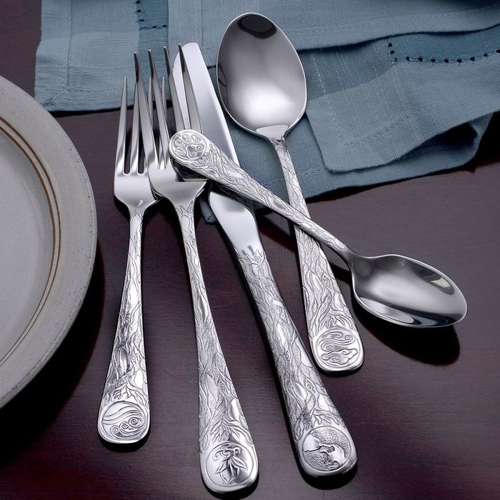 Earth Pattern Stainless Flatware 45 Piece Set Made in USA