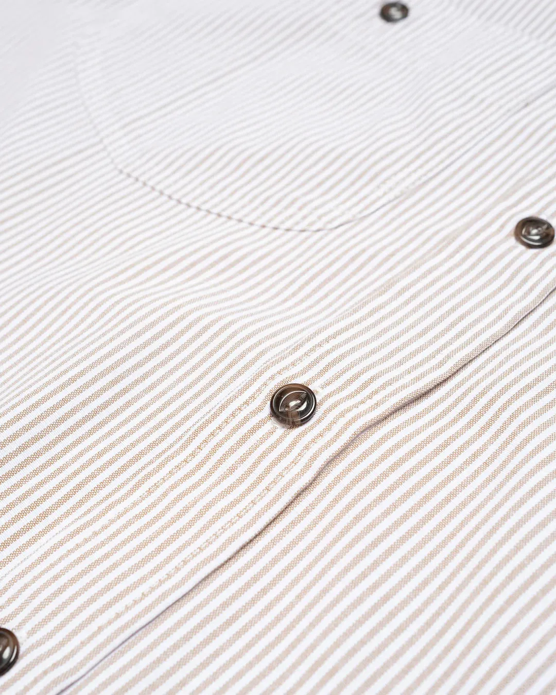 EAT DUST Mechanic Shirt Ecru / Brown Stripe Shirt