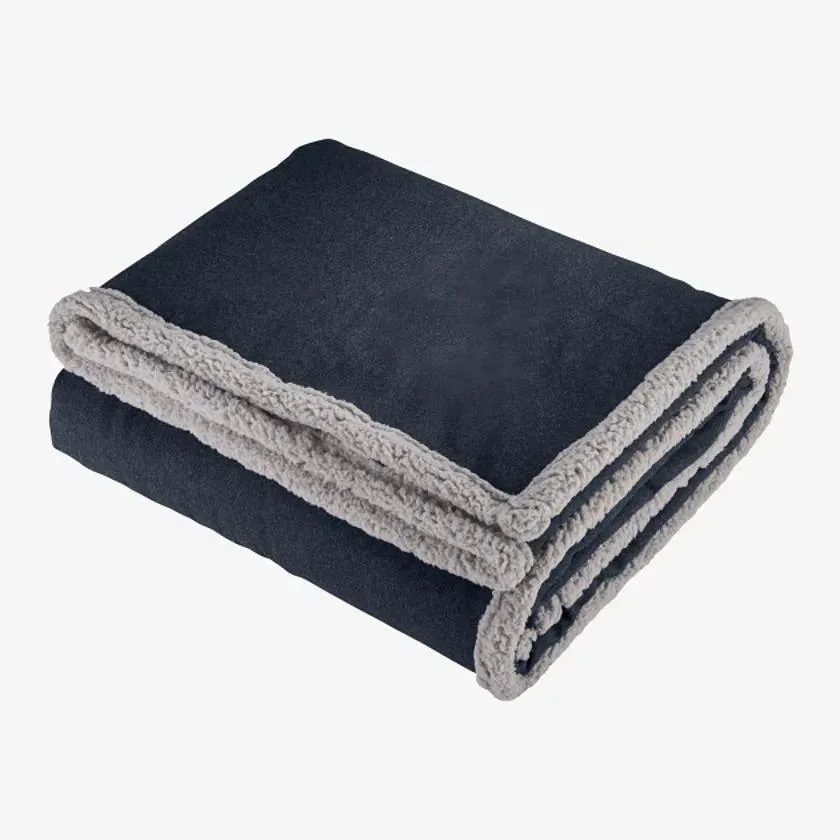 Field & Co Oversized Wool Sherpa Blanket 1080-67 Navy