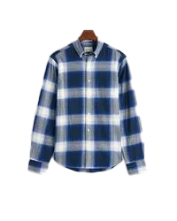 Gant Shadow Check LS Flannel Shirt College Blue