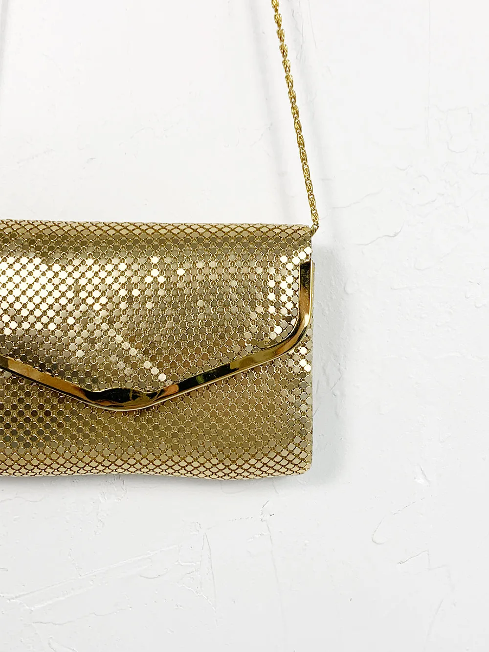 Gold Mesh Hardbody Purse With CB Chain Strap