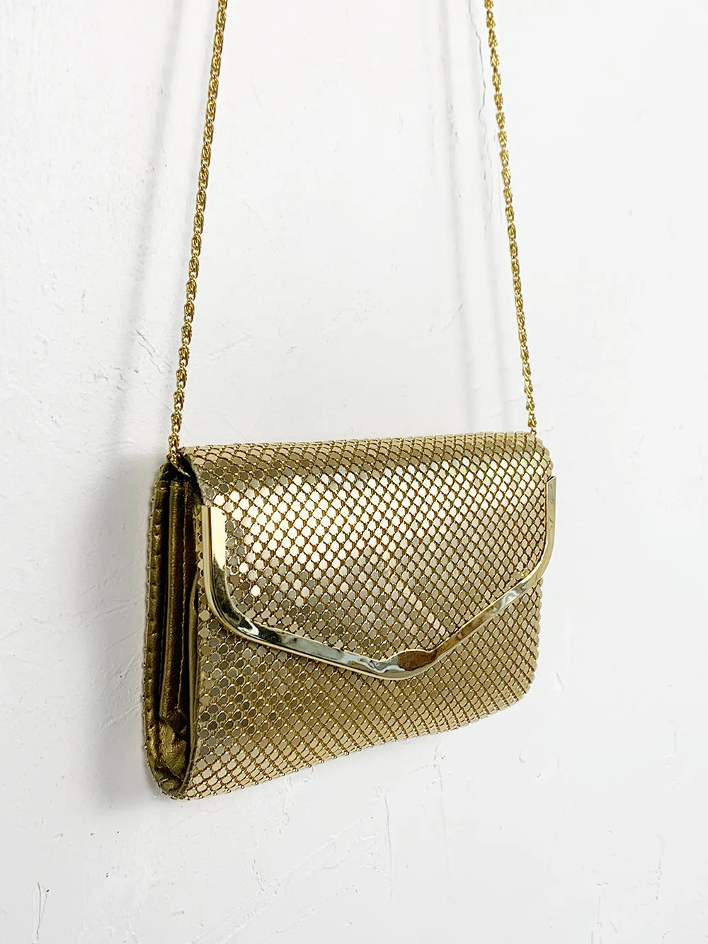 Gold Mesh Hardbody Purse With CB Chain Strap