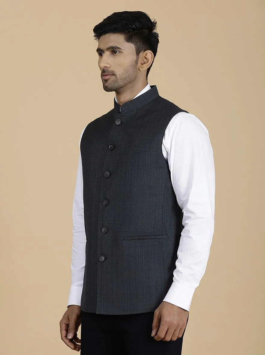 Green Checked Regular Fit Modi Jacket | JadeBlue