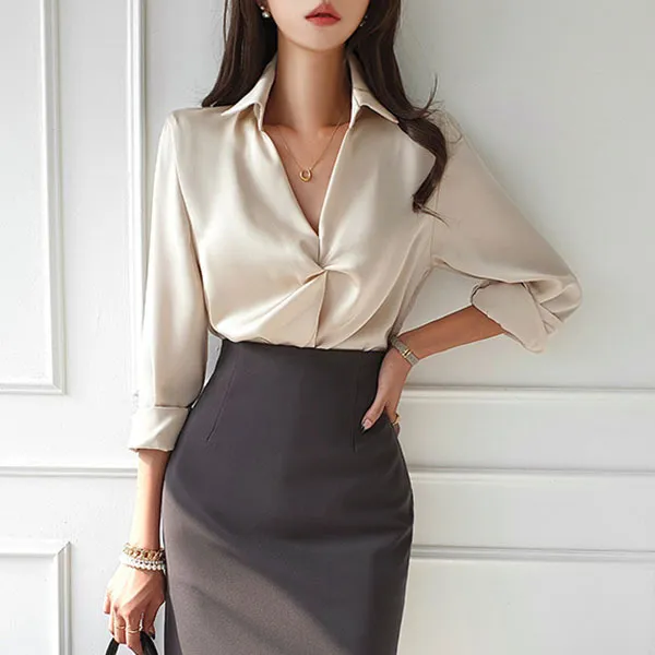 gumzzi  |Long Sleeves Plain Party Style Office Style Elegant Style