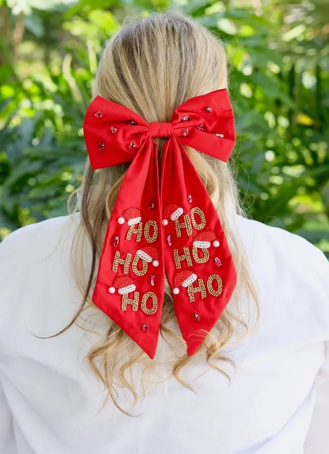 Ho Ho Ho Hair Bow RED