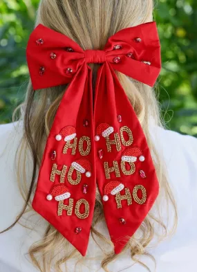 Ho Ho Ho Hair Bow RED