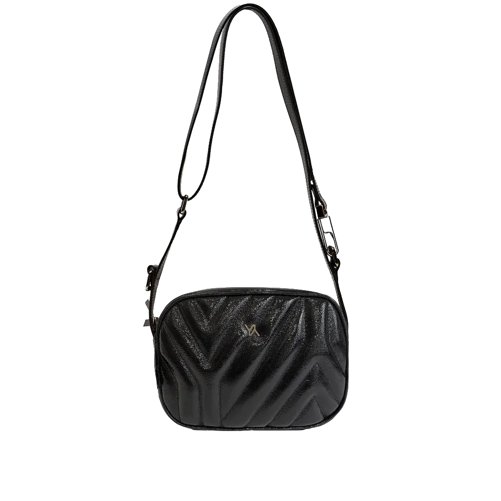 Isabella black yy quilted patent crossbody