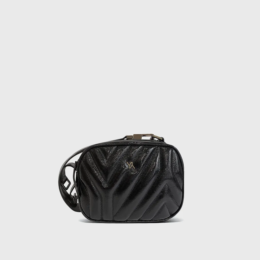 Isabella black yy quilted patent crossbody