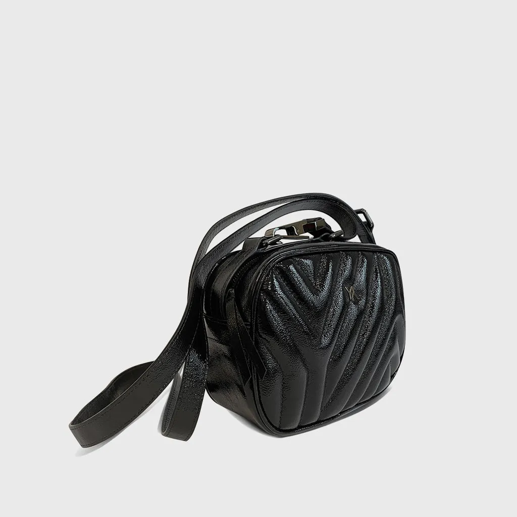 Isabella black yy quilted patent crossbody