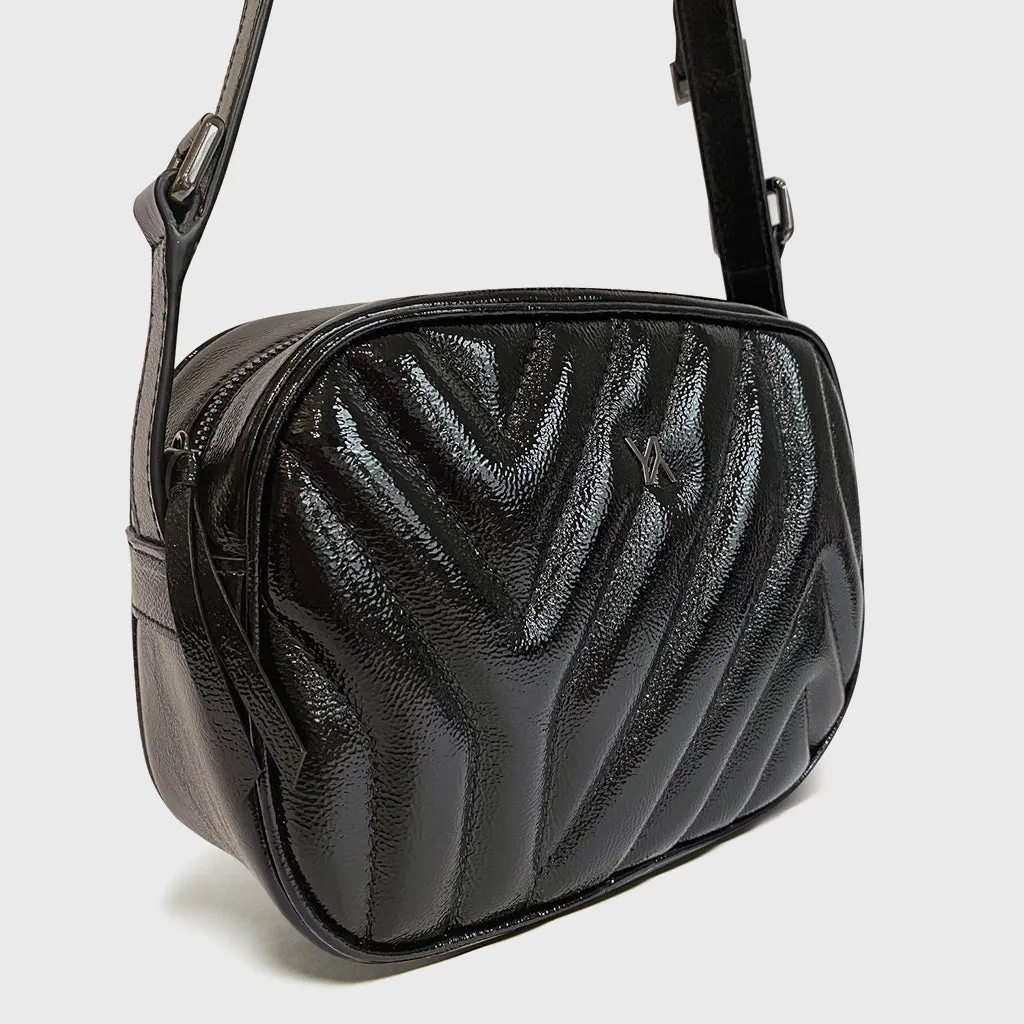 Isabella black yy quilted patent crossbody