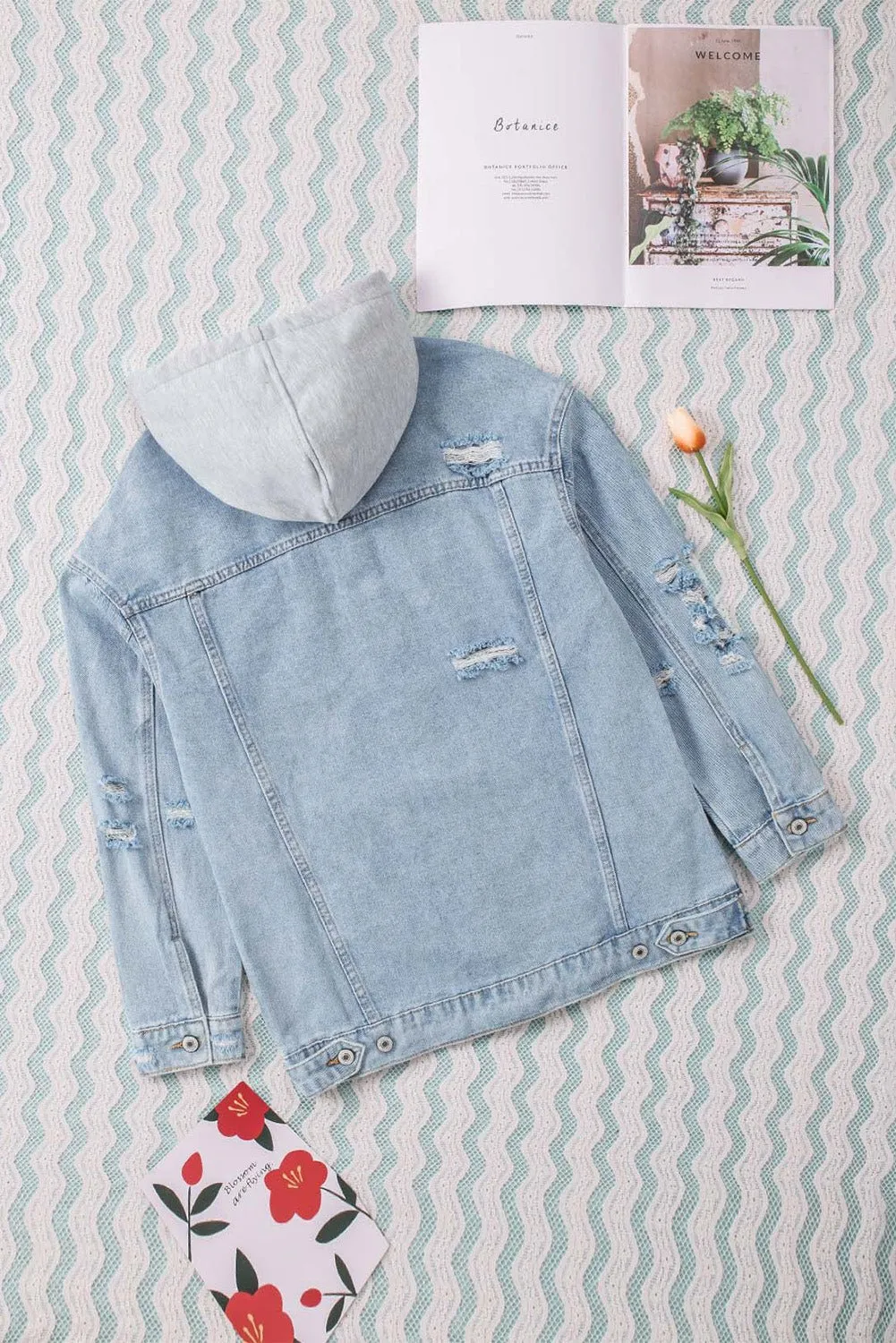 Javon Distressed Hooded Denim Jacket