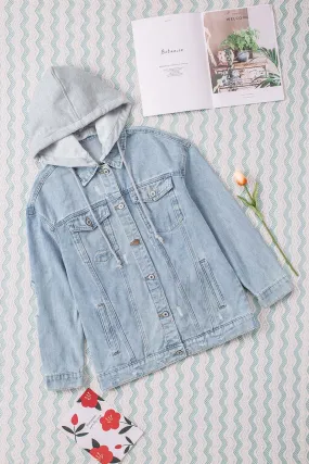 Javon Distressed Hooded Denim Jacket