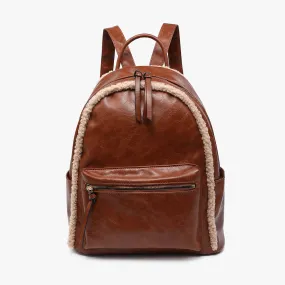 Jen & Co Sherpa Trim Backpack w/ Front Pocket