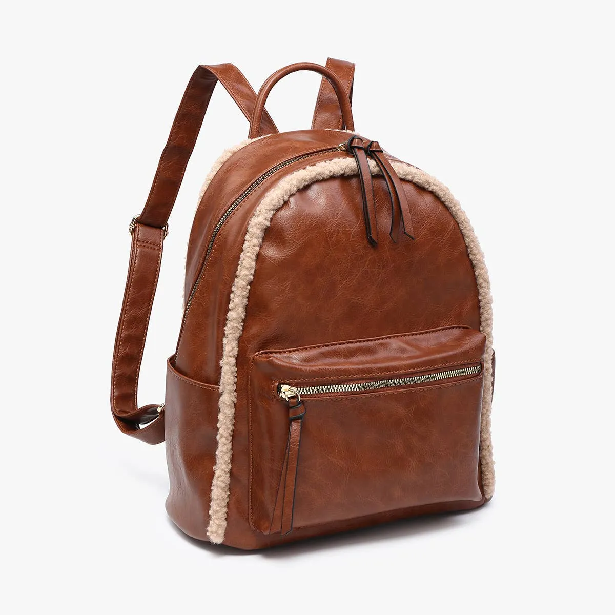 Jen & Co Sherpa Trim Backpack w/ Front Pocket