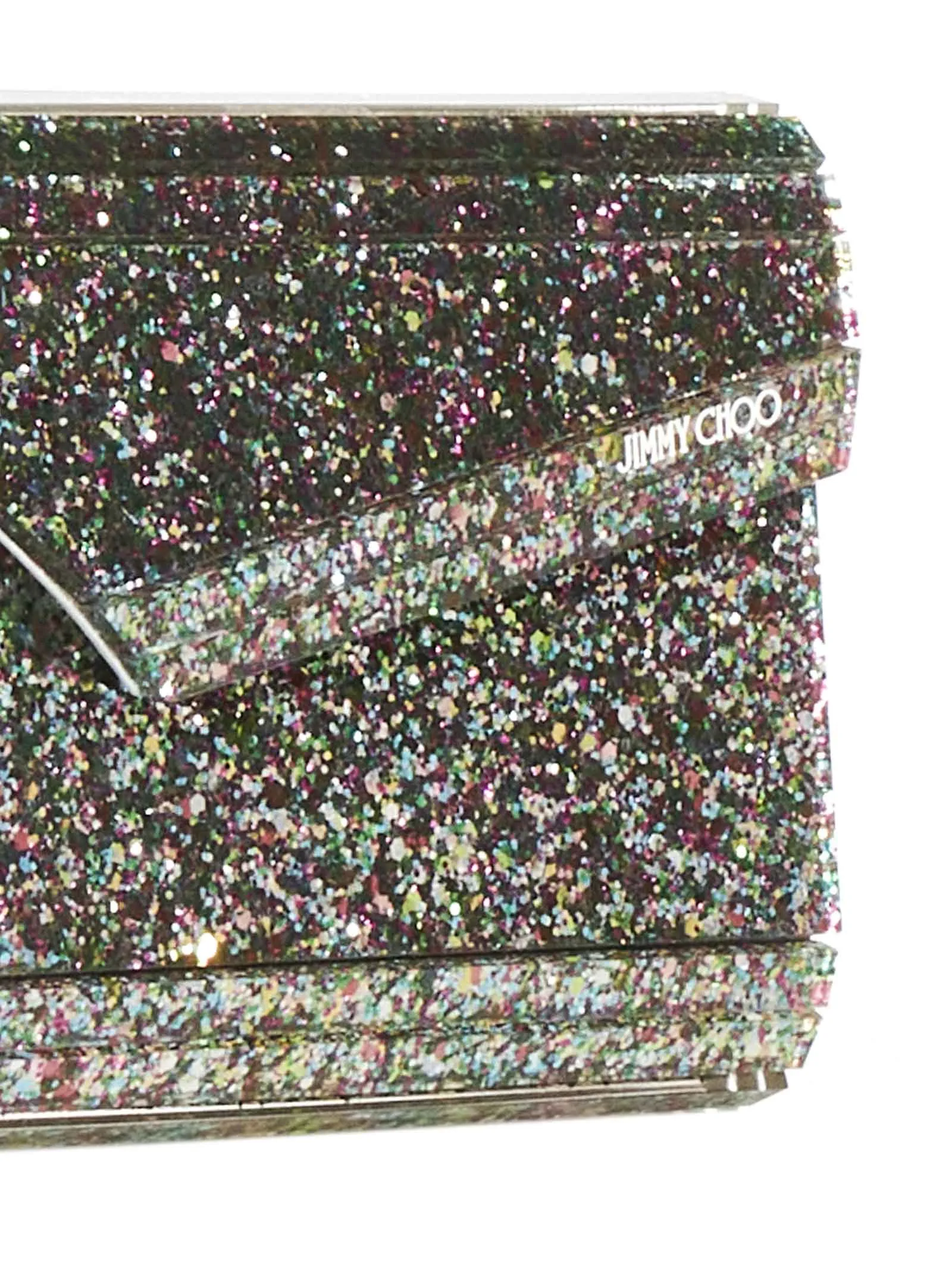 Jimmy Choo Candy Logo Plaque Glitter Clutch Bag